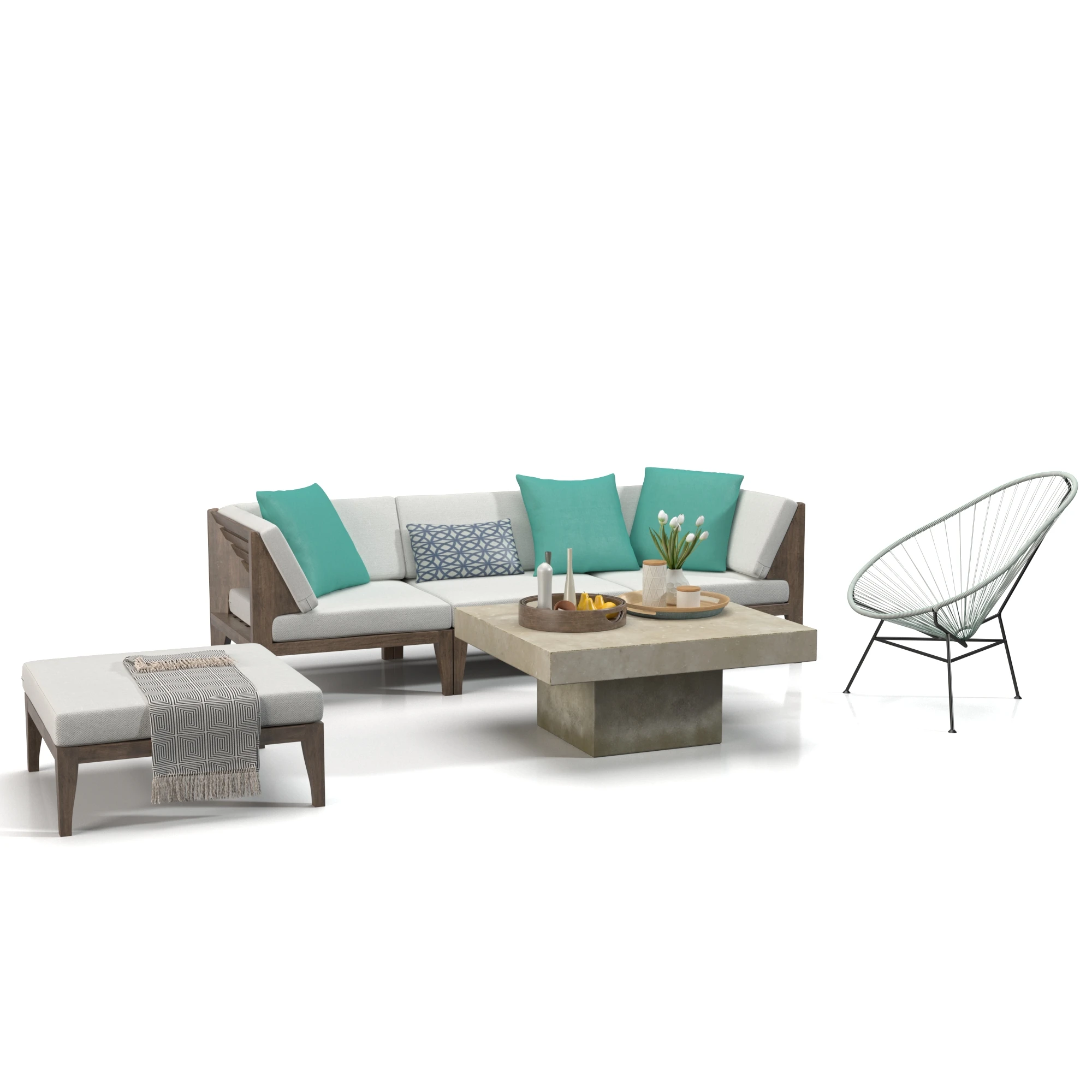 Elba Sectional Sofa Set 3D Model_01